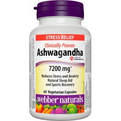 NEW EXP: SEPT/2027 -  Webber Naturals Ashwagandha 7200 mg, 60 Capsules, Organic and Clinically Proven KSM-66 Ashwagangha, Helps Increase Resistance to Stress and Anxiety, Vegan