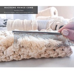 NEW 8 Macrame Fringe Comb Tapestry Weaving Comb Steel for Brushing Through Long Hair Single Strand Cotton Cord