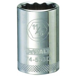 NEW DeWALT DWMT74563OSP Drive Socket, 11/16 in Socket, 1/2 in Drive, 12-Point, Vanadium Steel, Polished Chrome