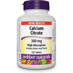 NEW EXP: SEPT/2028 - Webber Naturals Calcium Citrate, 120 Tablets, High Absorption, Helps Support Bones and Teeth, Vegan