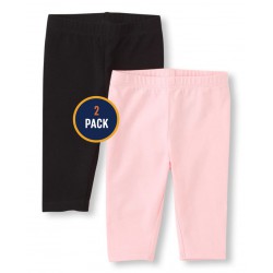 NEW 3T The Children's Place Baby and Toddler Girls Capri Leggings 2-Pack |Pink | Cotton/Spandex