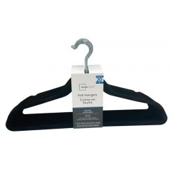 NEW 20/PACK Premium Velvet Hangers - Non-Slip, Durable, Space Saving Felt Hangers for Closet w/ 360 Degree Chrome Swivel Hook - Black