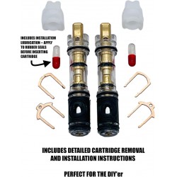 NEW Pro Parts Plus 1225-2-PPP Dual-Seal Cartridge Replacement Kit (2 Pack) - Fits Single Handle Faucets/Showers - Lead Free - Brass Internal Shaft with Installation Instructions