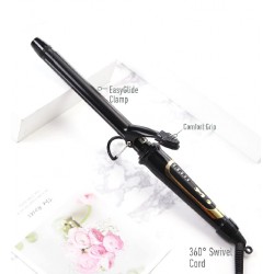 NEW Lanvier 1 Inch Extra Long Hair Curling Iron with Ceramic Tourmaline Barrel, Professional Hair Curler up to 450°F with Dual Voltage for Worldwild Use, Hair Waving Style Tool for Girls&Women–Black