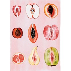 NEW 12 X 16 ogyormpi Funky Pink Poster, Colorful Sliced Feminine Fruit Picture, Food Wall Art Canvas Print, Fruity Sliced Painting, Woman Body Positivity Art Print,...UNFRAMED