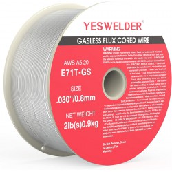 NEW YESWELDER Flux Core Gasless Mig Wire, Mild Steel E71TGS .030-Diameter, 2-Pound Strong ABS Plastic Spool