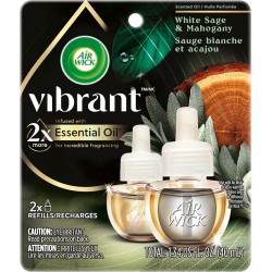 NEW Airwick SCENTED OIL - Refill 0+2 Vibrant™ , White Sage & Mahogany, Infused with 2x More Essential Oil, Clear, 20.00 ml (Pack of 2)