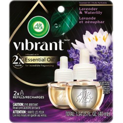 NEW Airwick SCENTED OIL - Refill - 0+2 Vibrant™, Lavender & Waterlily Fragrance, Infused with 2x more essential oil, 2x20 mL