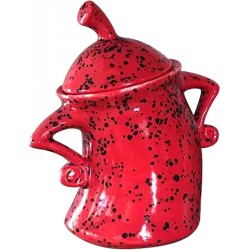 NEW Canister with Attitude, Unique Look and Innovative Pattern Ceramic Food Storage Jar Multi Purpose Drop Resistant Jar Combines Attitude Desktop Cup Ornament (Red)