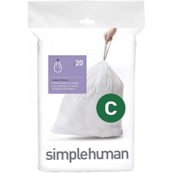 NEW simplehuman code C custom fit liners, 1 refill pack (20 liners), 10-12L / 2.6-3.2Gal, white