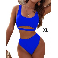 NEW WOMENS XL Blooming Jelly Women's High Waisted Bikini Set Two Piece Bathing Suit, BLUE
