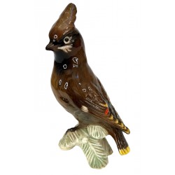 VINTAGE Goebel Cedar Waxwing Bird Figurine #CV80, Vintage Porcelain, Stylized Bee hallmark, 1967, Germany