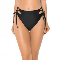 NEW WOMENS LARGE RELLECIGA Women's BLACK (Strappy Crossing) High Cut High Waisted Bikini Bottom