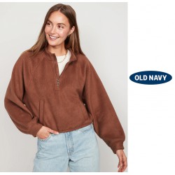 NEW WOMENS 2X OLD NAVY Oversized Sherpa Half-Zip Sweatshirt, trident maple