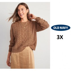 NEW WOMENS 3X OLD NAVY Heathered Cable-Knit Sweater, ROSE DAWN