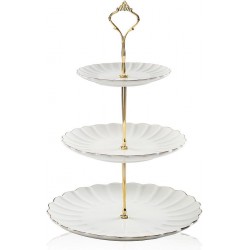NEW SWEEJAR Pukka Home 3 Tier Ceramic Cake Stand Wedding, Dessert Cupcake Stand for Tea Party Serving Platter