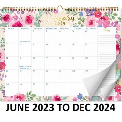 NEW S&O Watercolor Floral 2024 Wall CalendaR JUNE 2023 To December 2024 - Tear-Off Monthly Calendar - Academic Wall Calendar - Hanging Calendar to Track for Anniversaries & Appointments - 13.5x10.5”in