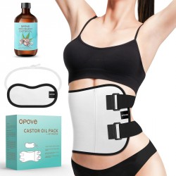 NEW OPOVE Castor Oil Pack Wrap - 2 Pack Organic Cotton Flannel Castor Oil Packs,Reusable Castor Oil Pads Kit for Liver Detox,Fibroids,Thyroid Neck, Stomach, Adjustable Compress Wrap Machine Washable