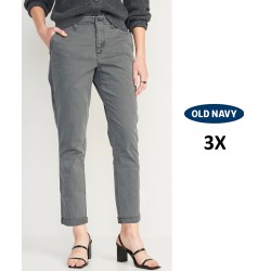 NEW WOMENS 3X OLD NAVY High-Waisted OGC Chino Pants, GREY