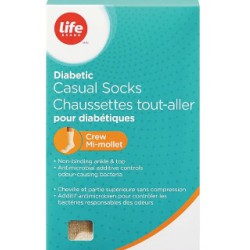 NEW (DISTRESSED PACKAGING) Life Brand Diabetic Casual Sock MEDIUM (BEIGE)