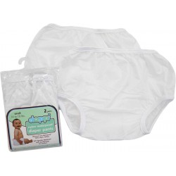 NEW American Baby Company 42001 Dappi Waterproof 100-Percent Nylon Diaper Pants, 2 Pack, Small (White)