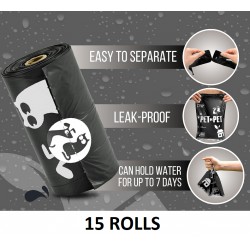 NEW 15 ROLLS Pet N Pet Dog Poop Bags, BLACK