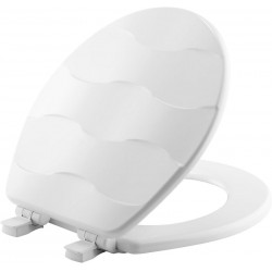 NEW MAYFAIR 133SLOW 000 Sculptured Basket Weave Toilet Seat Will Slow Close and Never Loosen, Elongated, Durable Enameled Wood, White