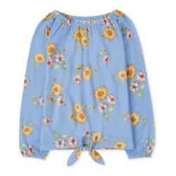 NEW MEDIUM The Children's PlacE Girls Floral Tie Front Top - Boho Blue