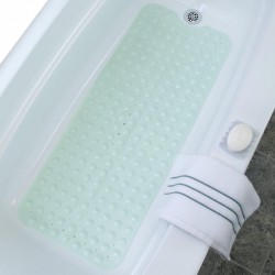 NEW SlipX Solutions Extra Long Bath Tub & Shower Mat 99x40 cm, Wet Floor Non-Slip for Elderly & Kids Bathroom, Longer Than Standard Bathtub Mats, 200 Suction Cups, Drain Holes, Machine Washable, Seafoam