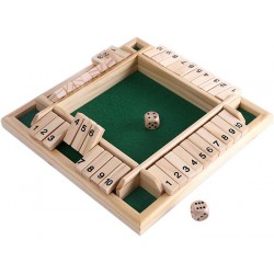 NEW vismiles 4-Player Shut The Box Wooden Table Game Classic Dice Board Toy
