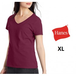 NEW WOMENS XL Hanes Perfect-t V-Neck T-Shirt, Ring-Spun Cotton Short Sleeve Tee
