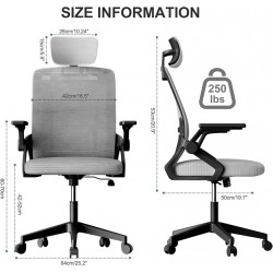 NEW - FULLY ASSEMBLED - TREHOME High Back Office Chair - Ergonomic Desk Chair for Home Office Chair - Mesh Ergonomic Gaming Chair for Adults - Ergonomic Office Chair with Lumbar Support - Office Chair Adjustable Armrests