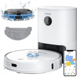 LIGHTLY USED HONITURE Q6pro Robot Vacuum Cleaner, Self Emptying Robot Vacuum And Mop Combo, 3000Pa Suction, LIDAR Navigation, Multi-Floor Mapping, Virtual Boundary, Ideal For Pet Hair And Hard Floor Carpet (White)