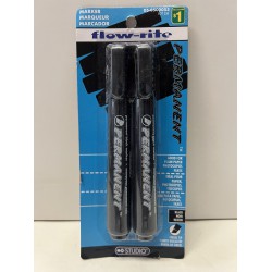 NEW FLOW-RITE 2 PACK PERMANENT BLACK MARKERS