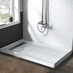 NEW 60'' W 34'' D Rectangular Shower Base, White with Brushed Nickel Cover