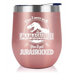 NEW NEW ELEVEN Mamasaurus - 12 Oz Wine Tumbler, ROSE GOLD