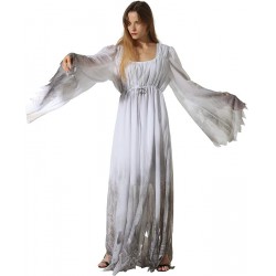 NEW WOMENS LARGE EraSpooky Gossamer Ghost Costume Gothic Victorian White Fancy Dress