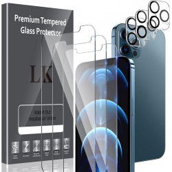 NEW [6 Pack] LK 3Pcs Screen Protector Compatible for iPhone 12 Pro - 6.1 inch & 3Pcs Camera Lens Protector Anti-Scratch Easy-Installation Tool Tempered Glass 9H Hardness Compatible for iPhone 12 Pro