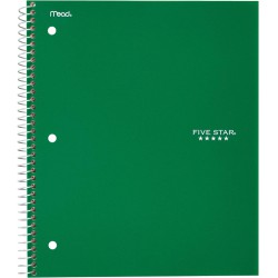 NEW Five Star Wirebound Notebook, Graph Rule, 11 X 8-1/2-Inch, 100 Sheets/200 pages, GREEN COVER, 1 Notebook (06038)