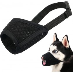 NEW LARGE Mayerzon Dog Muzzle, Soft Mesh Muzzle for Small Medium Large Dogs Chihuahua Poodles Beagle Dachshund Corgis Labrador, Puppy Muzzle for Biting Chewing Grooming, Allows Panting Drinking, BLACK