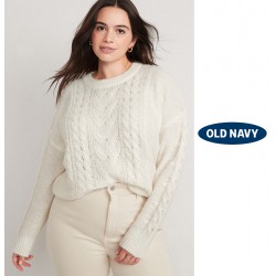 NEW WOMENS 3X OLD NAVY Cable-Knit Sweater, SEA SALT