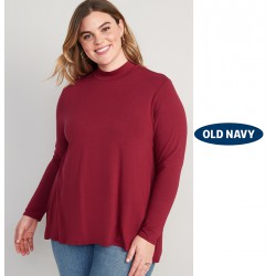 NEW WOMENS 3X OLD NAVY Long-Sleeve Luxe Mock-Neck Swing T-Shirt, COLOR: have a heart