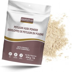 BEW BBD: JULY 30, 2026 Rootalive - Psyllium Husk Powder, Psyllium Powder for Digestive Support, Unflavored Soluble and Insoluble Fibre, Vegan, Gluten-Free, 1lb