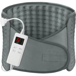 NEW eating Pads Electric, Electric Heating Waist Pad, Heating Pads for Back Pain Relief with 6 Heating Settings and 4 Auto-Off, Heating Pad for Cramps, Waist, Lumbar, Abdomen (Grey)