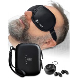 NEW SNUGL Complete Travel Comfort Set - 100% Light-Blocking Eye Mask & Noise-Cancelling Earplugs - Includes Multi-Compartment Storage Case