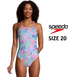 NEW Speedo womens Women's Swimsuit One Piece Endurance Turnz Tie Back Printed, RAINBOW BRIGHTS