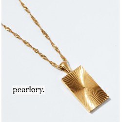 NEW PEARLORY GOLD PLATED Rectangle Sunrays Necklace