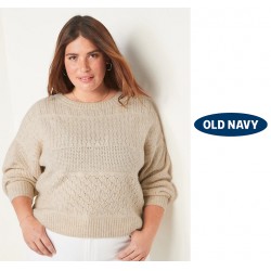 NEW WOMENS 3X OLD NAVY Cozy Plush-Yarn Textured-Knit Sweater, oatmeal heather