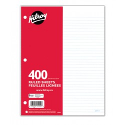 NEW Hilroy Loose-Leaf Filler Paper - 16lb. - 3-Hole Punched - Ruled - 10.87 x 8.37 - 400 Sheets