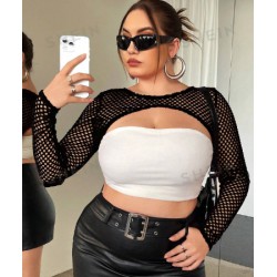 NEW 4XL SHEIN ICON Plus Fishnet Super Crop Top Without Tube Top